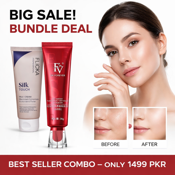 Flicka Silk Touch Milk Cream + FV-Forever Foundation Bundle – Smooth Glow Combo (Only 1499 PKR)